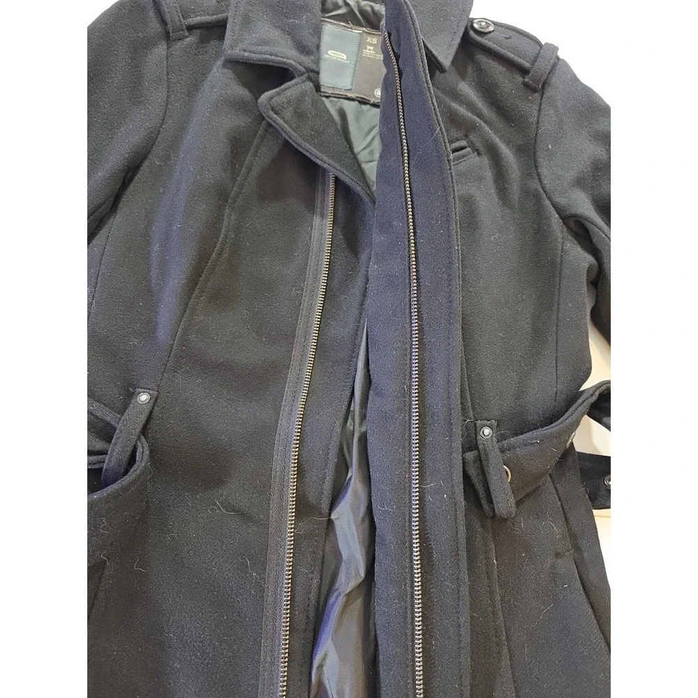 G-STAR RAW 3301 Women's Solar Wool Coat XS Black Belted Military Pea Jacket - Picture 10 of 16